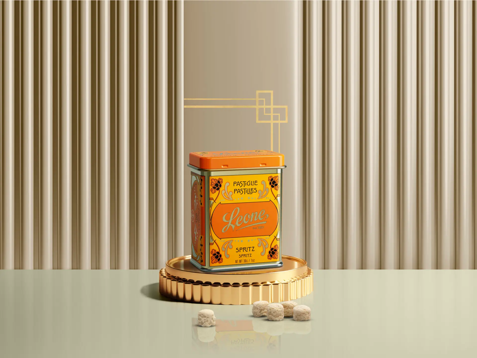 Spritz pastilas, metāla kārbiņa (Leone, Itālija) 30 g