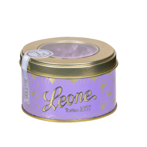 Violeta karamele apaļā metāla kārbā (Leone, Itālija) 150 g
