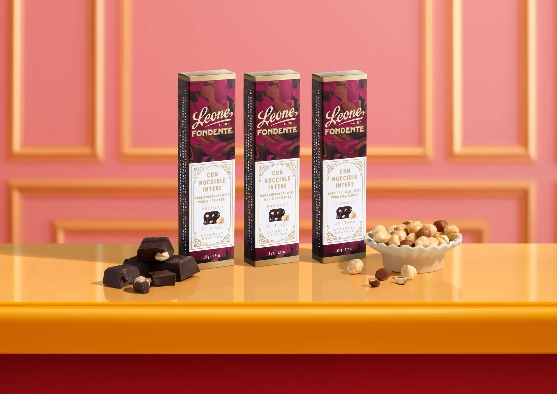 Tumšā šokolāde ar lazdu riekstiem (Leone, Itālija) 55 g