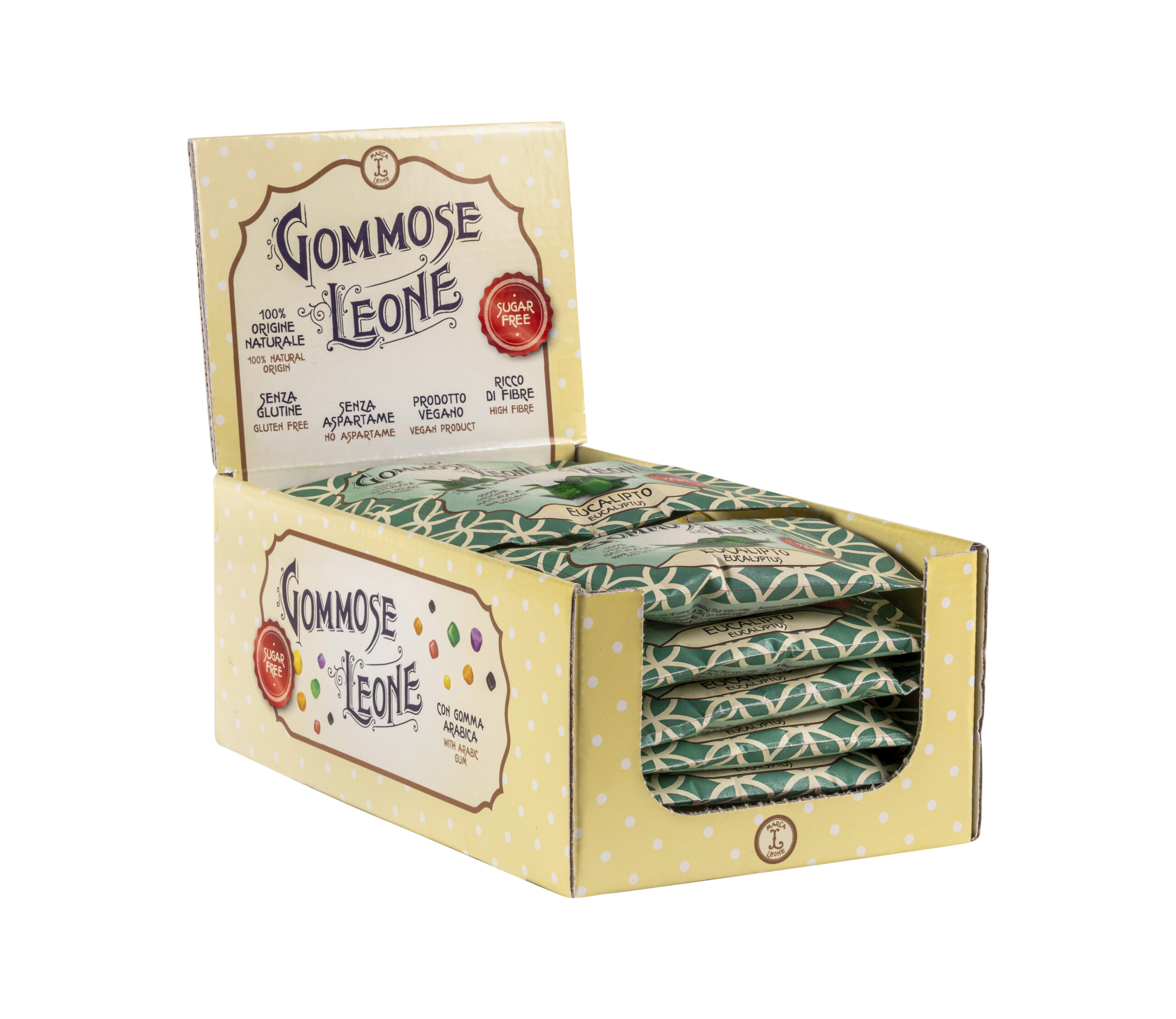 Eikalipta gumijas konfektes, maisiņā, BEZ CUKURA (Leone, Itālija) 35 g