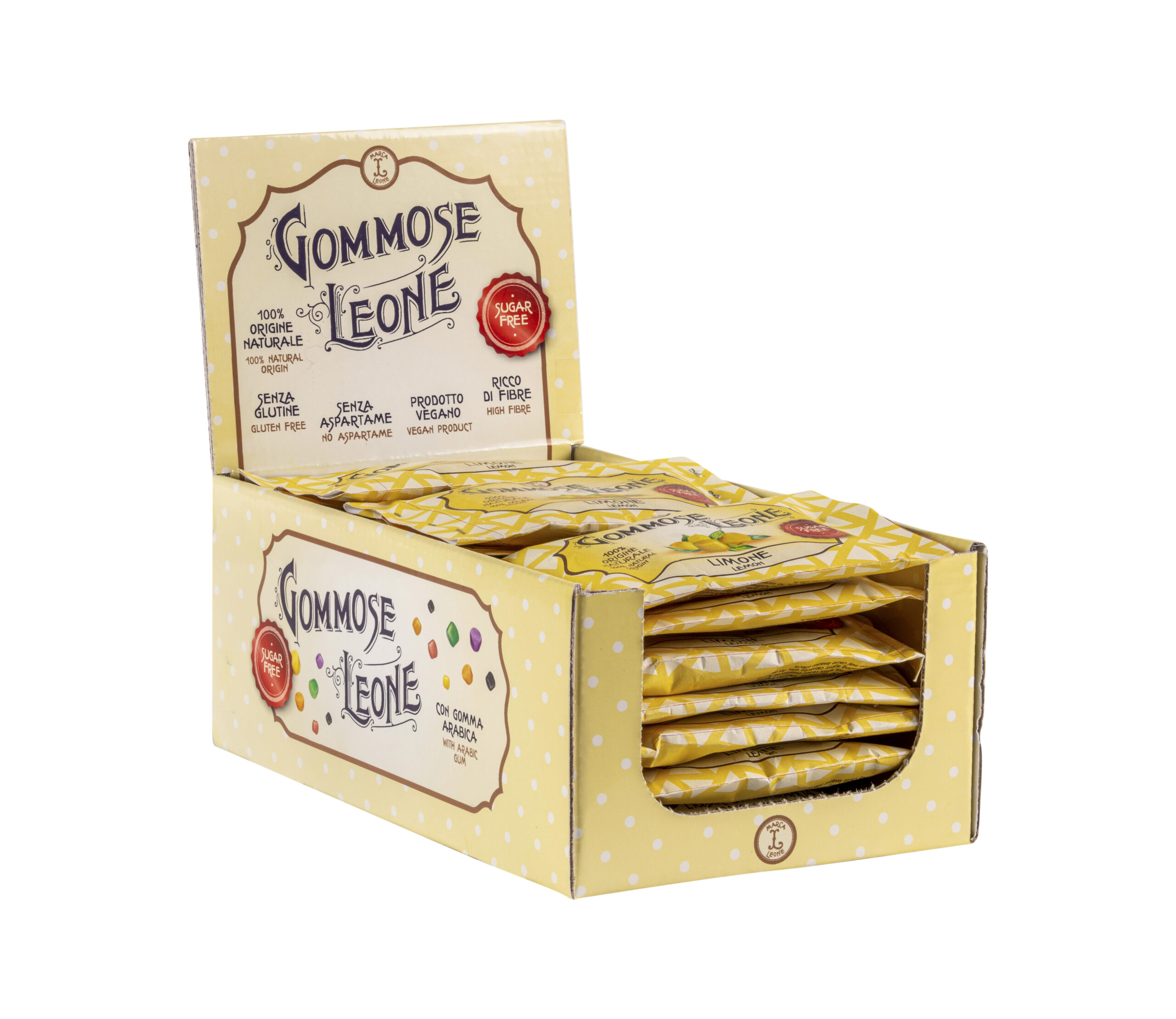 Citronu gumijas konfektes, maisiņā, BEZ CUKURA (Leone, Itālija) 35 g