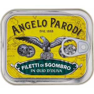 Makreles fileja olīveļļā, metāla kārbiņā (Angelo Parodi) 230 g