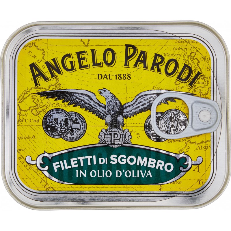 Makreles fileja olīveļļā, metāla kārbiņā (Angelo Parodi) 230 g