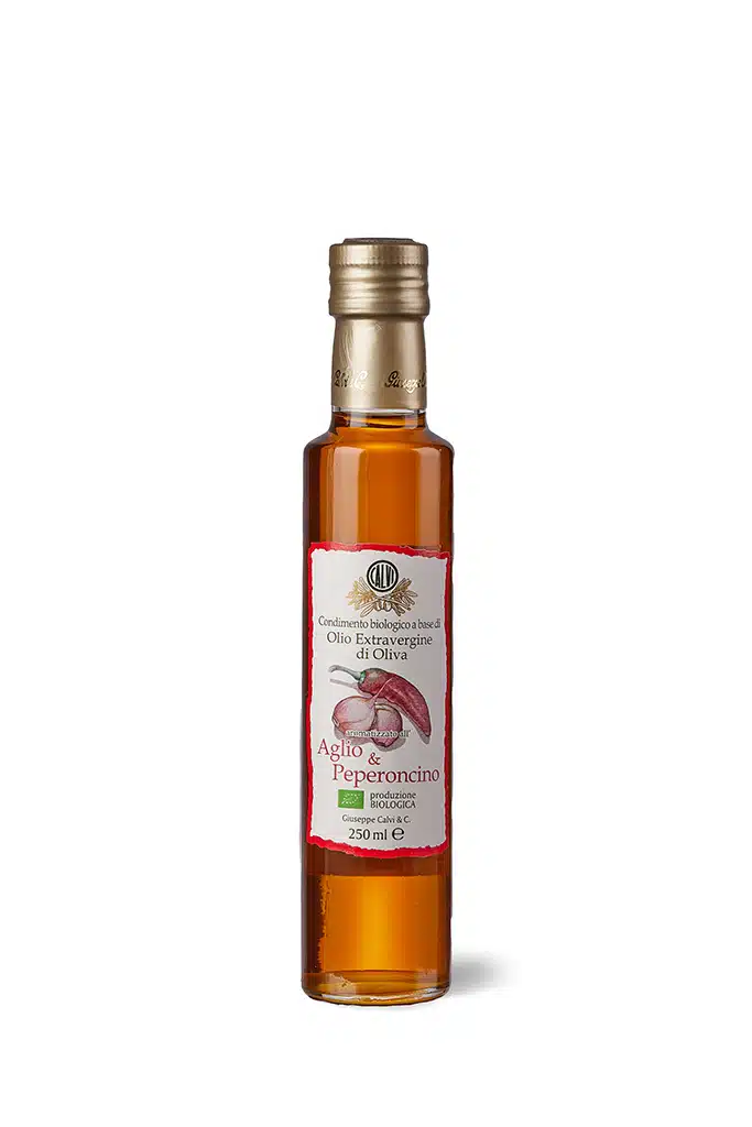 EVO garšvielu eļļa ar ķiplokiem un čili, BIO 250 ml (Itālija, Ligūrija)